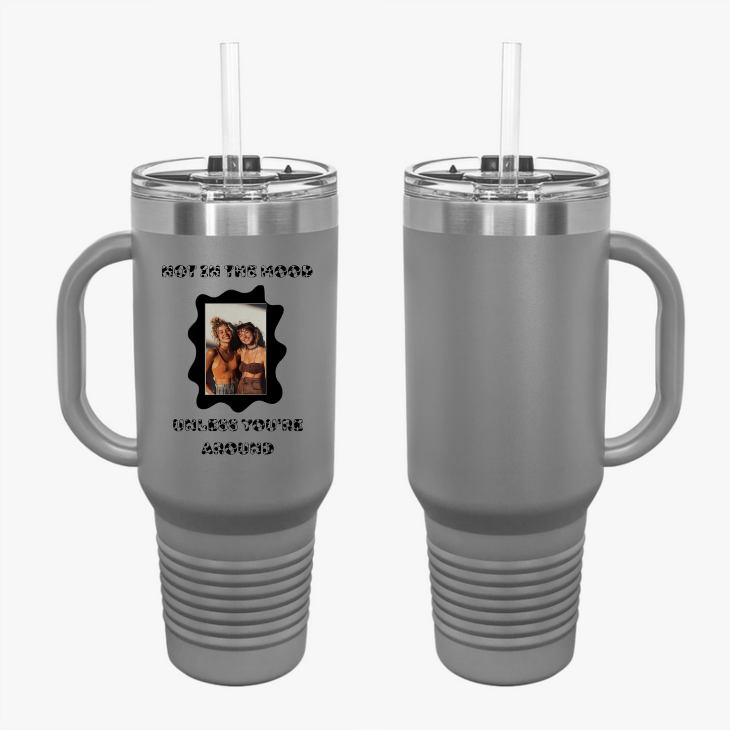 “Not in the Moo-d” Cow Print Design Travel Mug