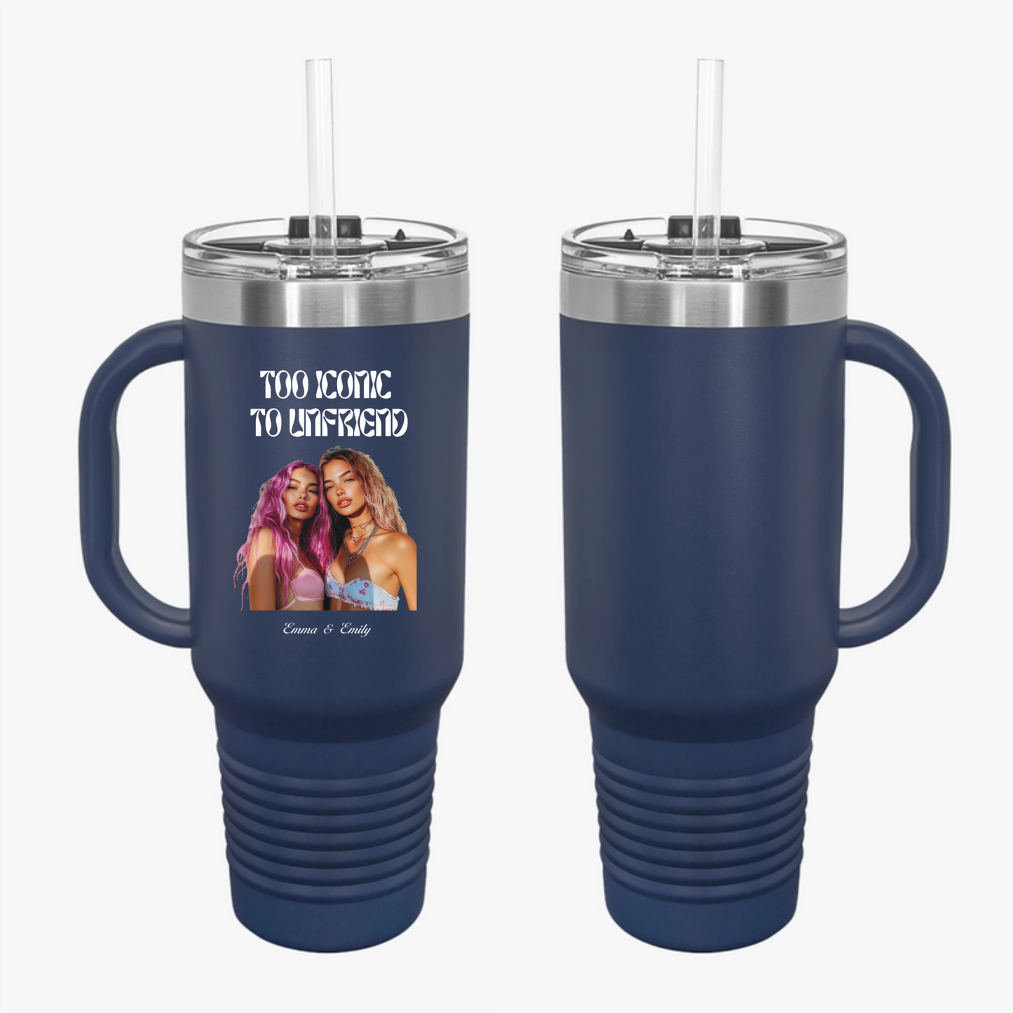 Too Iconic To Unfriend – Personalized Bestie Travel Mug