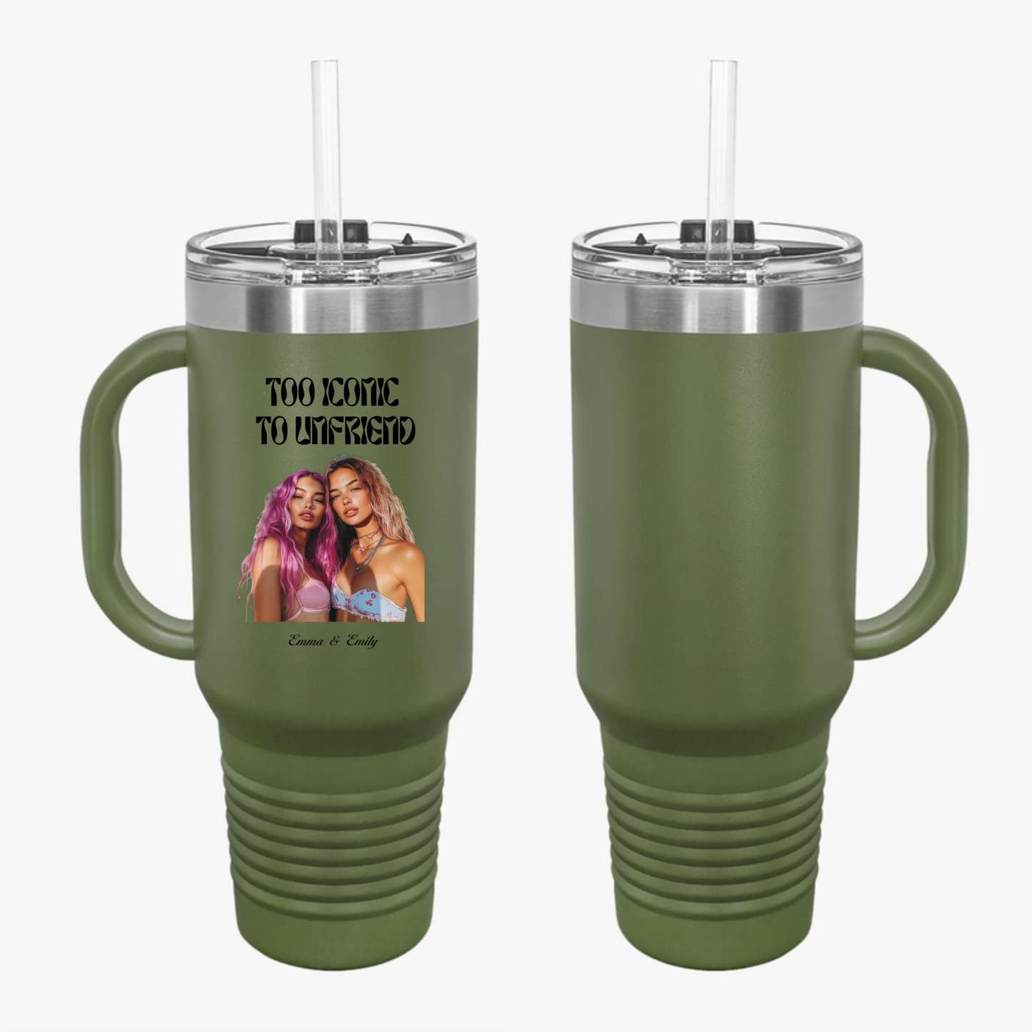 Too Iconic To Unfriend – Personalized Bestie Travel Mug