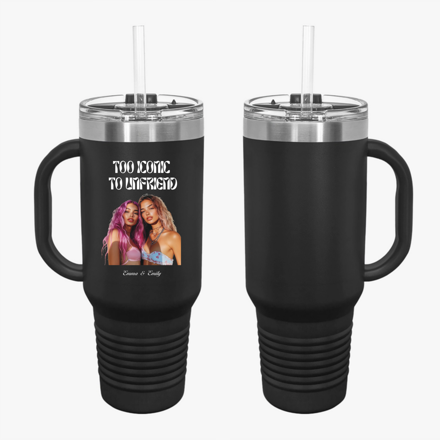 Too Iconic To Unfriend – Personalized Bestie Travel Mug