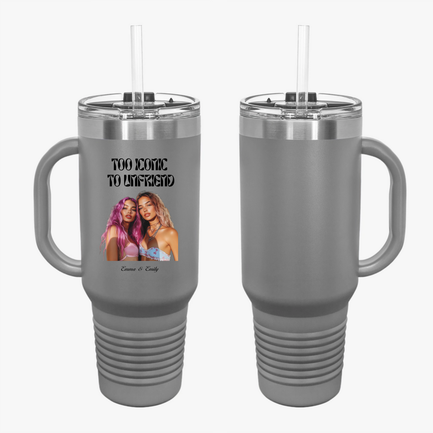 Too Iconic To Unfriend – Personalized Bestie Travel Mug