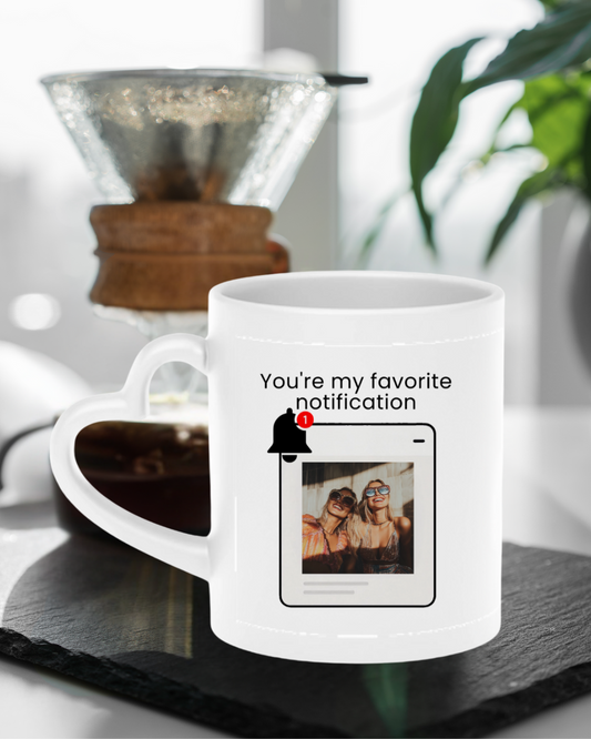 You’re My Favorite Notification” – Personalized Print Heart-Shaped Mug