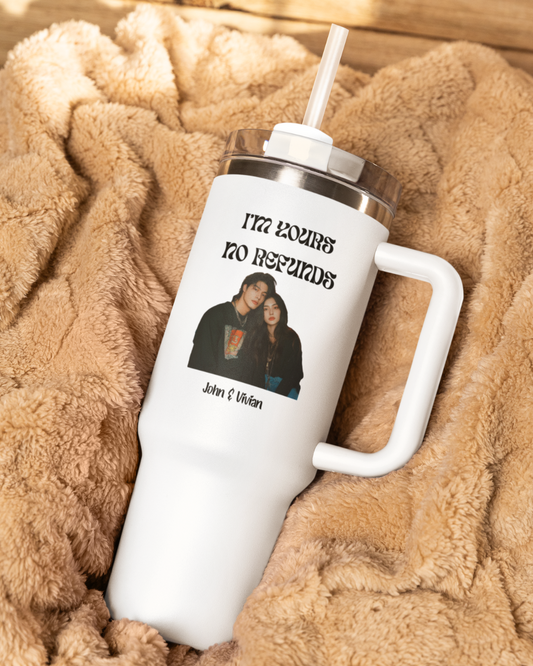 I’m Yours No Refunds – Personalized Couples Travel Mug