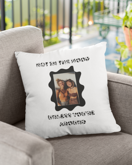 “Not in the Moo-d” Cow Print Design Pillow