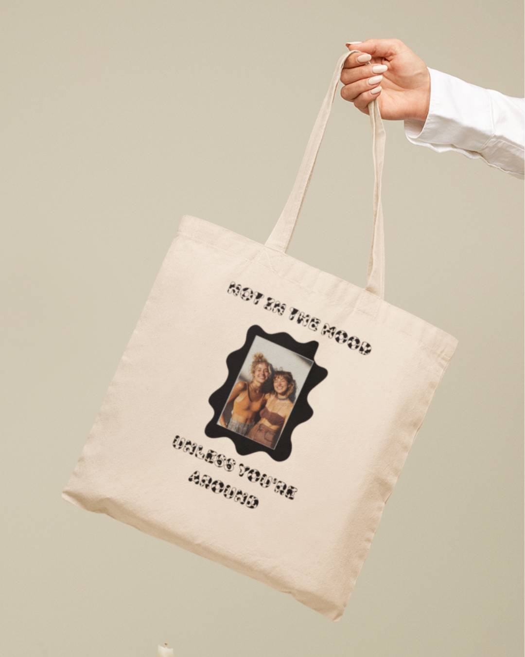 “Not in the Moo-d” Cow Print Design Tote Bag