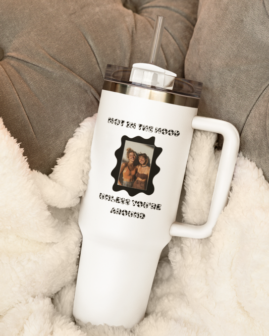 “Not in the Moo-d” Cow Print Design Travel Mug
