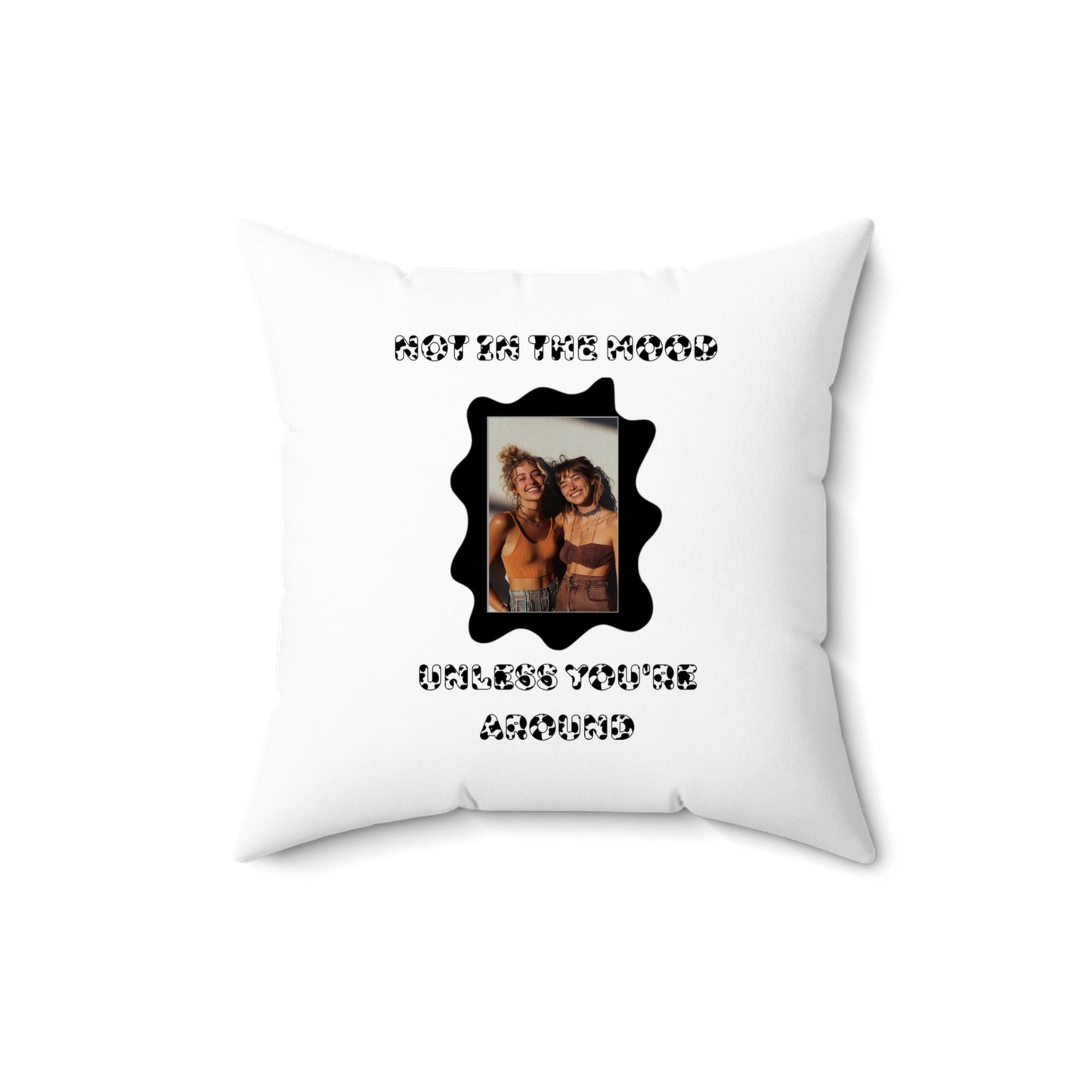 “Not in the Moo-d” Cow Print Design Pillow