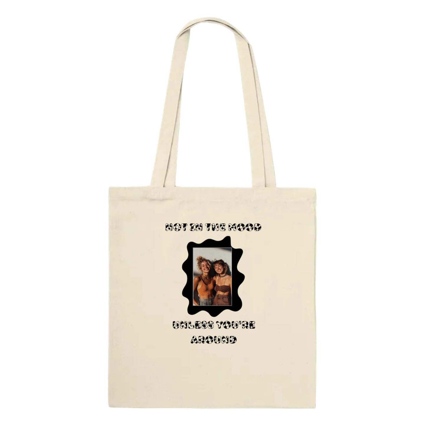 “Not in the Moo-d” Cow Print Design Tote Bag