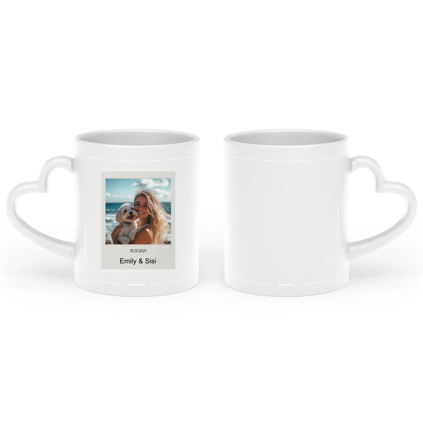 Custom Retro Polaroid Print Heart-Shaped Mug