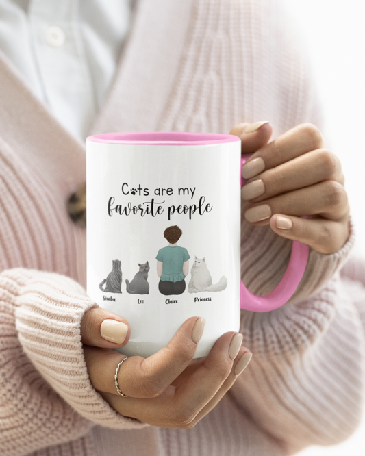 “Cats are my favorite people” - Personalized Mug with Color Inside